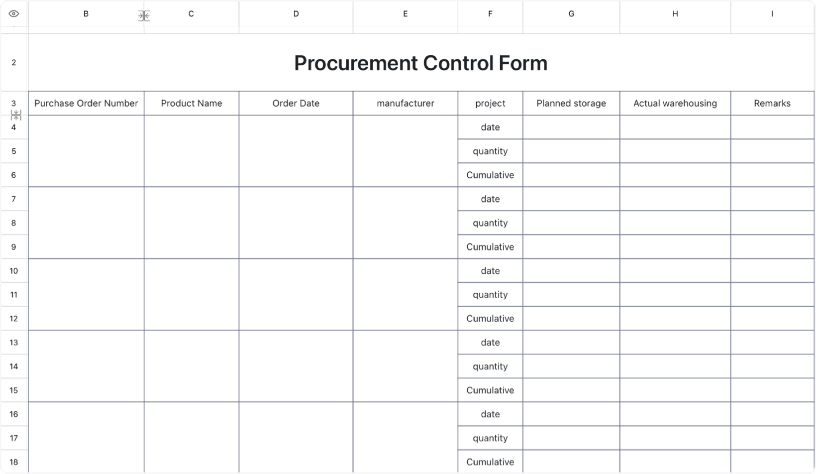 Procurement Control Form
